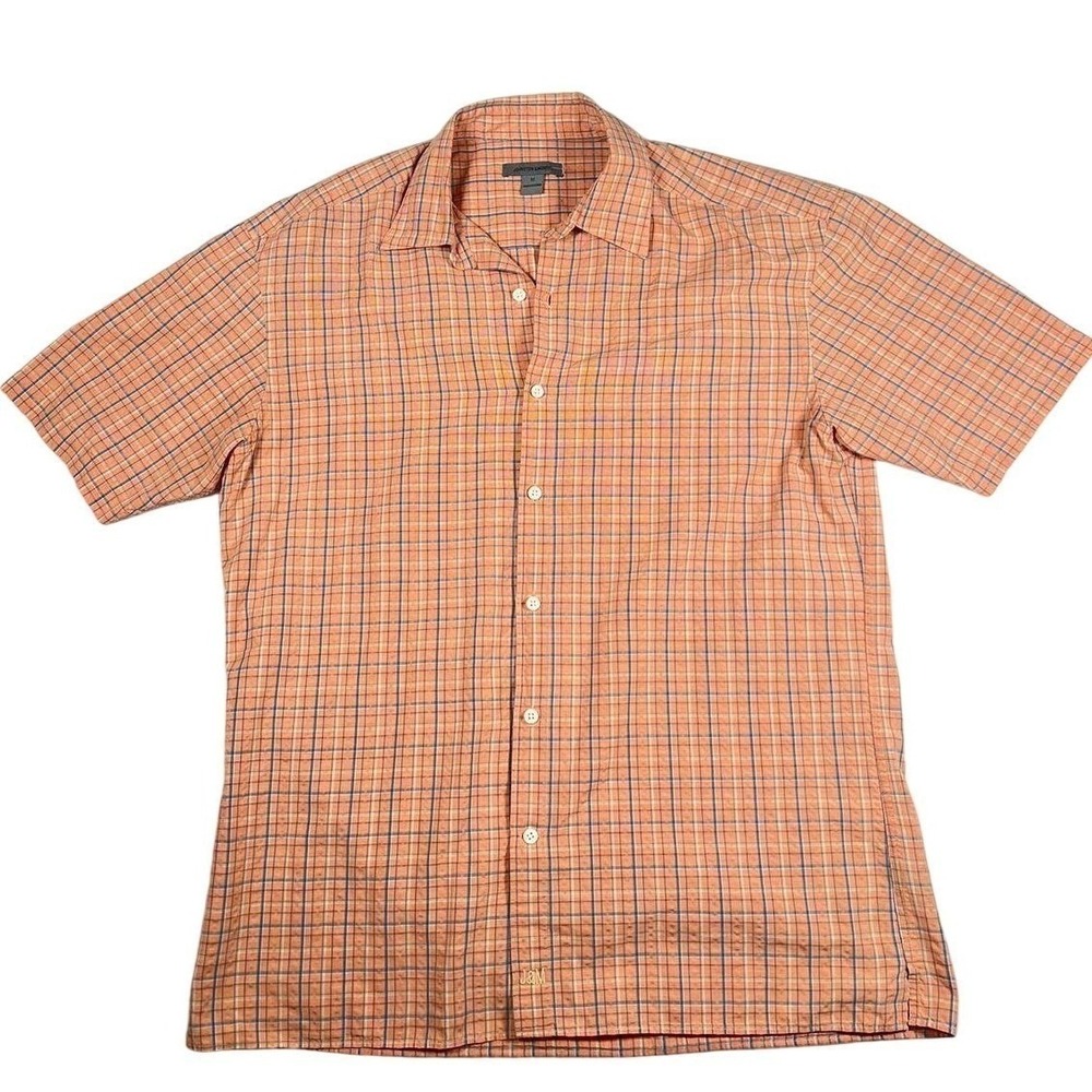Johnston‎ & Murphy Mens Medium Plaid Button Down Short Sleeve Shirt Casual MNw